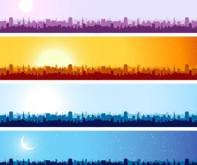 silhouette banner background art vectors
