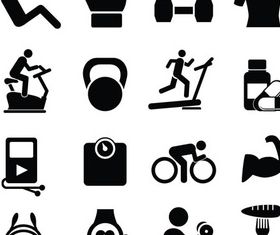 Black Sport Icons vector