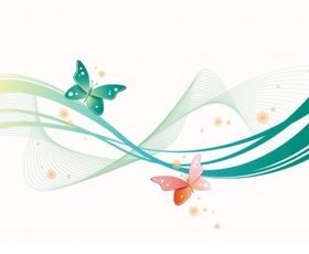 Abstract Wave with Butterfly Background art vectors graphic