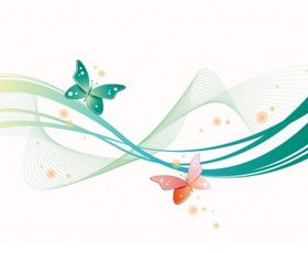 Abstract Wave with Butterfly Background art vectors graphic