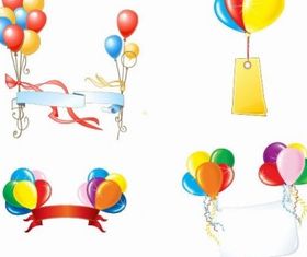 Beautiful Party Balloons Banners Vector Graphic