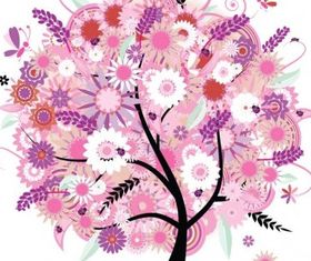 Tree with Flowers Illustration Vectors