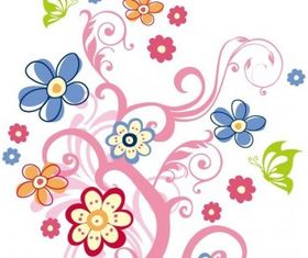 Tree with Flowers Graphic Art vector