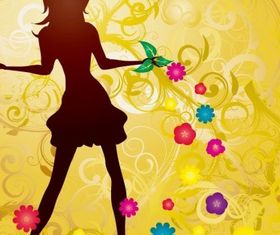 Girl with Flowers illustration Art vector