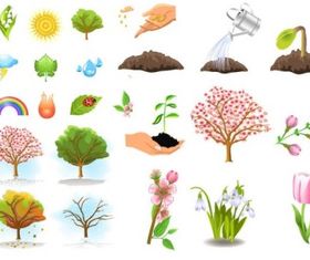 Plant trees vector set