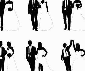 Silhouettes Wedding Couples 2 vectors graphic