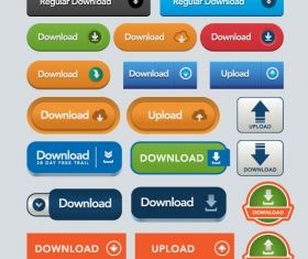 download upload buttons icons vector