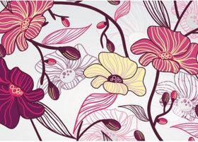 Artistic Background With Flowers set vector
