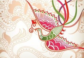 Floral Background With Bird Free vector