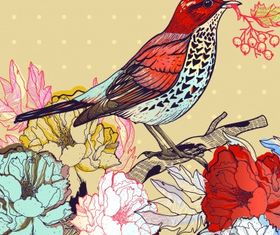 floral backgrounds with birds vector