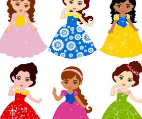 Child girl with colorful dress vector