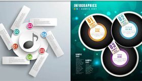 Music Infographics Backgrounds vector material