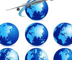 Blue 3D Globes Set vector