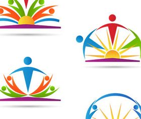 Logo with People 3 set vector