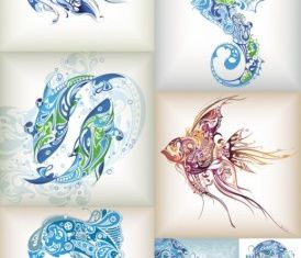 Delicate marine life pattern creative vector