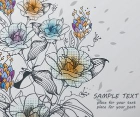 Classic handpainted pattern background 02 vector