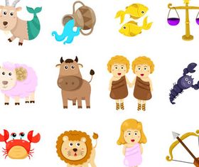 Zodiac Cartoon Symbols vector