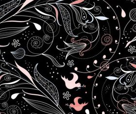 Black background floral 05 vectors