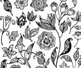 Black and white flower pattern vector