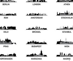 Silhouettes Skyline Cityscapes 6 set vector