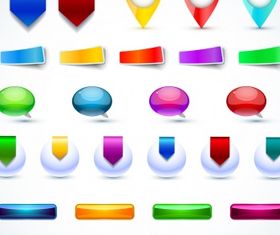 Glossy button and icon set Illustration vector