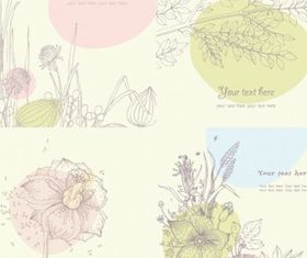 Floral line drawing vectors material