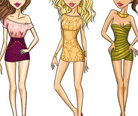 Pretty Women Set vectors graphic