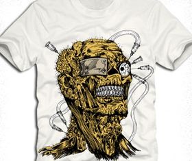 tshirt design with demon man Free vector graphic