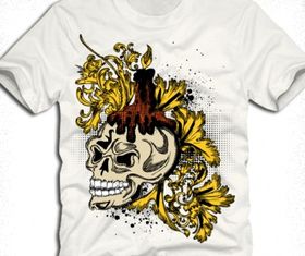skull and floral tshirt design Free vector design