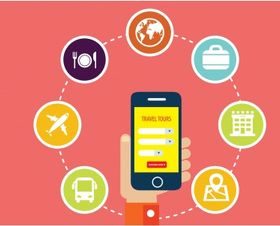 Travel app icons interface design vectors