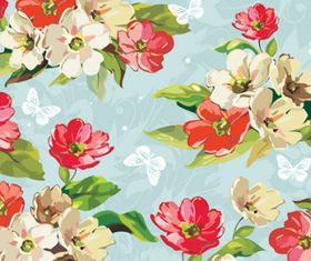 Beautiful flower pattern mix vector graphics