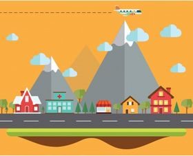 Country scenery Free shiny vector