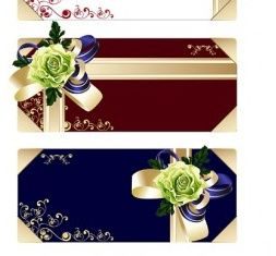 Flower ribbon gift card vector