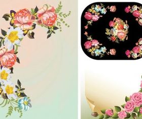 Flower corners pattern vectors material