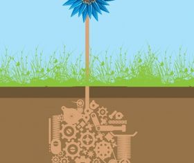 Mechanical flower vector