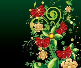 Merry christmas flower with bows vector graphic