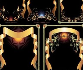 golden ribbon pattern design vector