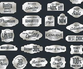 Silver Sale Labels 3 set vector