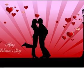 Valentine day couples kissing vector