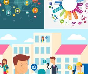 Social Network Backgrounds 7 set vector