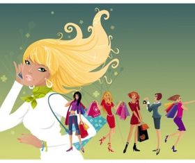 Women fashion shopping vectors material