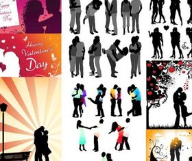 Romantic lovers silhouette vector