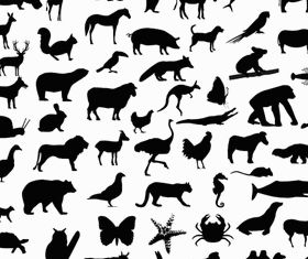 Silhouettes Wild Animals vector set