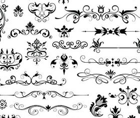 Ornamental Floral Elements 9 vector set