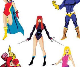 Cartoon Superheroes set vector