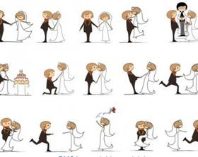 Cartoon style wedding elements vectors