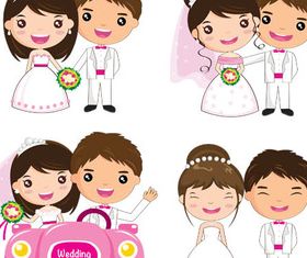 Wedding Cartoon Couples vector