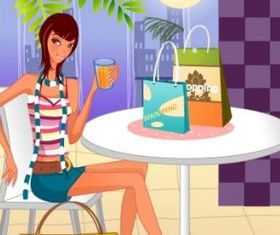 Fashion women shopping 4 vector