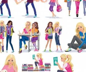 Set of Fashion girl pencil sketch vector 03 free download