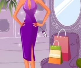 Fashion women shopping 1 vector